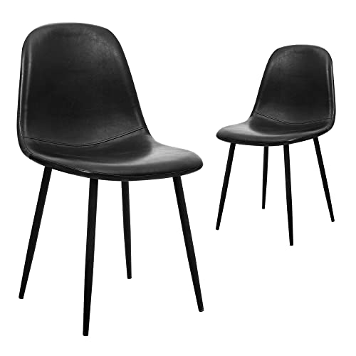 Modern Side Chair for Pub, Coffee House & Home - Set of 2, Black