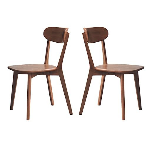 Mid-Century Modern Walnut Oak Wood Dining Chairs - Set of 2