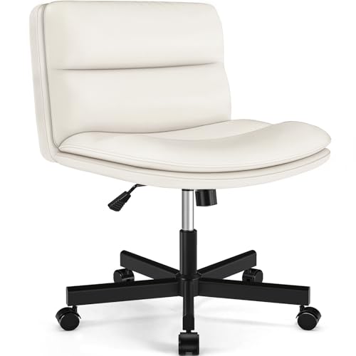 Ergonomic Armless Office Chair with Wheels and Thickened Cushion for Home Office