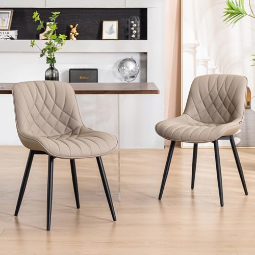  Mid-Century Modern Dining Chairs for Kitchen & Dining Room, Khaki