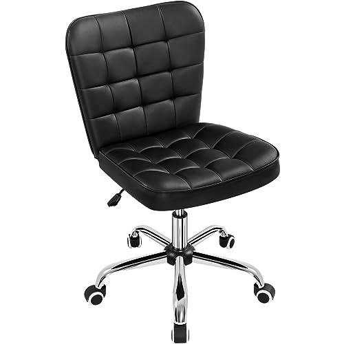 Modern Armless Desk Chair for Home Office with Adjustable Seat Height and Rolling Wheels