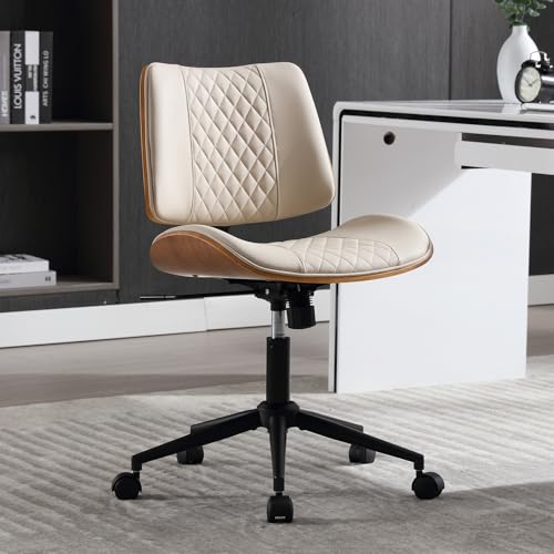Armless Home Office Chair with Wheels, Adjustable Height Desk Chair for Small Spaces