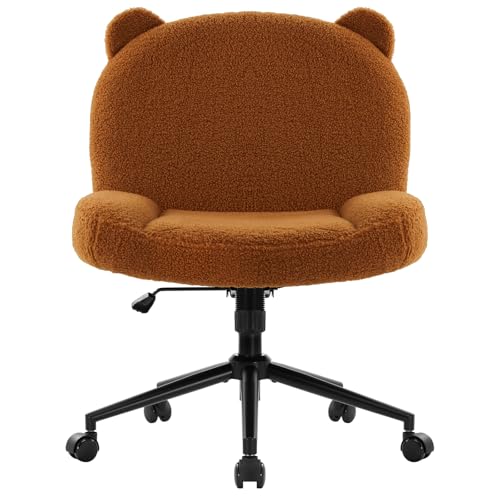 Ergonomic Armless Desk Chair with Wheels for Home and Bedroom (Brown)