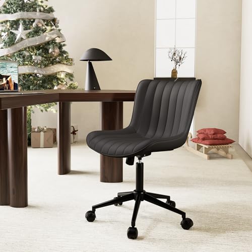 Ergonomic Black Desk Chair for Home Office - Armless with Wheels