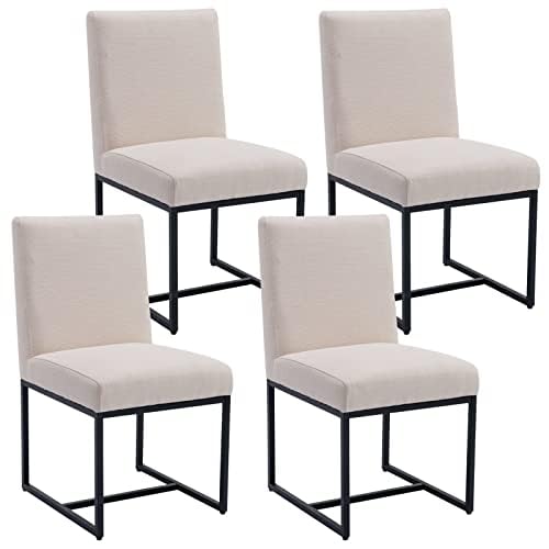 Modern Dining Chairs Set of 4, Linen Fabric Dining Chairs