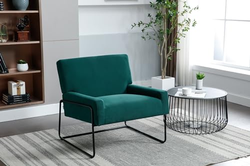 Accent Chair - Modern Industrial Slant Armchair with Metal Frame for Living Room Bedroom