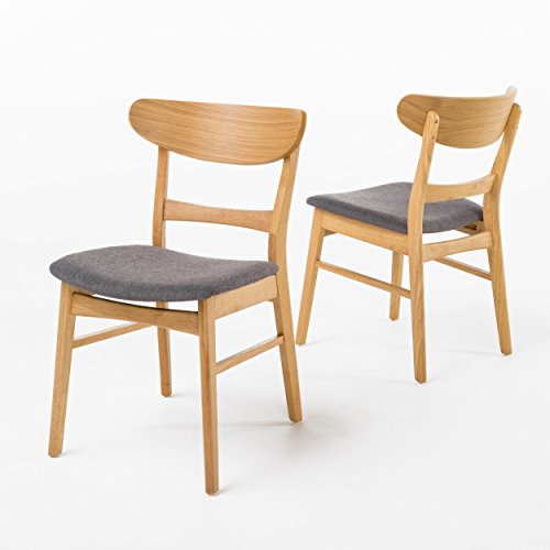 Idalia Dining Chairs, 2-Pcs Set, Dark Grey / Oak Finish