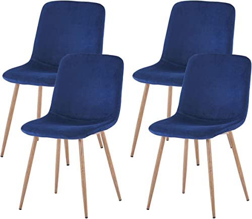 Sunflower Velvet Dining Chairs Set of 4 in Navy Blue