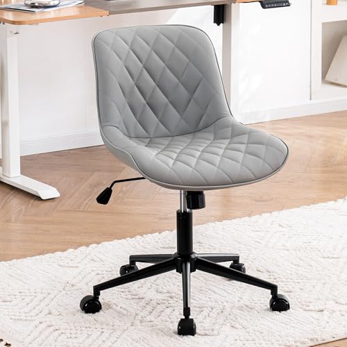 Armless Office Desk Chair for Home Office with Wheels - Light Grey
