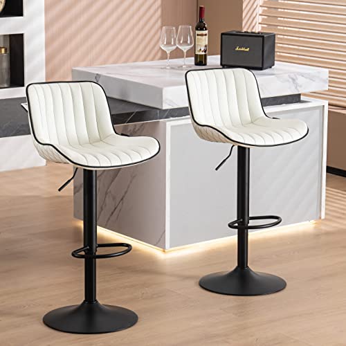 Modern White Bar Stools Set of 2 for Kitchen Island