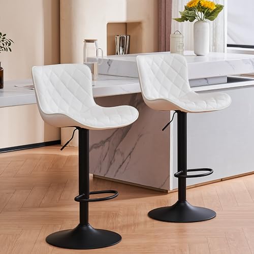  Adjustable Leather Swivel Bar Stools for Kitchen Islands