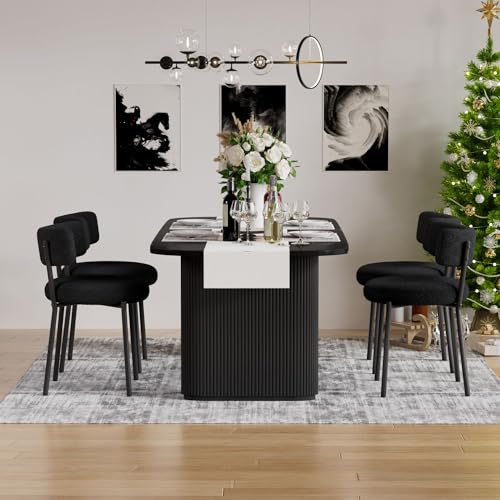 1. 4-Piece Upholstered Boucle Sherpa Dining Chairs
2. Curved Backrest Kitchen Dining Chairs
3. Mid-Century Black Dining Chair