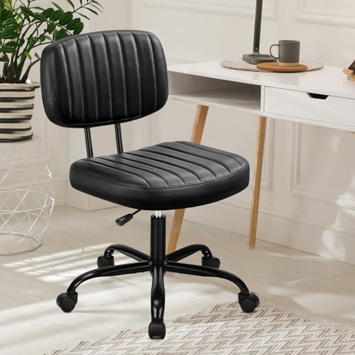 Armless Home Office Desk Chair with Low Back Lumbar Support for Small Spaces