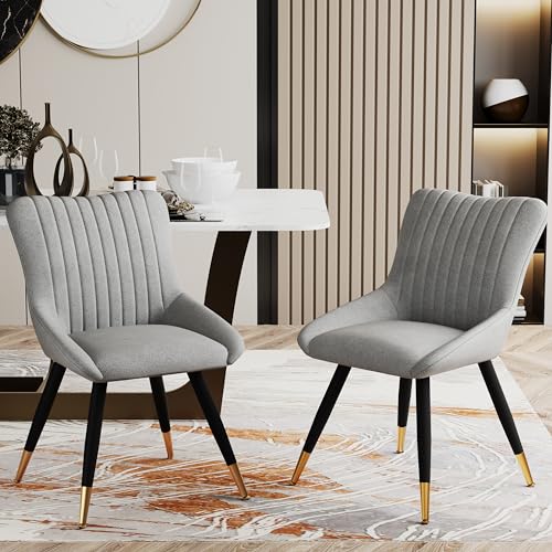 Alunaune Grey Upholstered Dining Chairs (Set of 2)