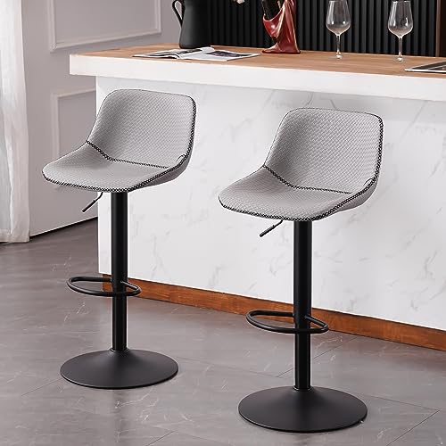 Set of 2 Modern Faux Leather Swivel Counter Height Barstools