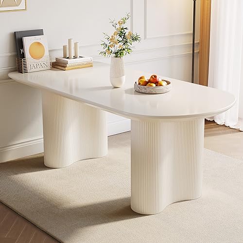 Modern Oval White Dining Table for 2-6 People