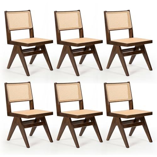 Set of 6 Armless Rattan Dining Chairs